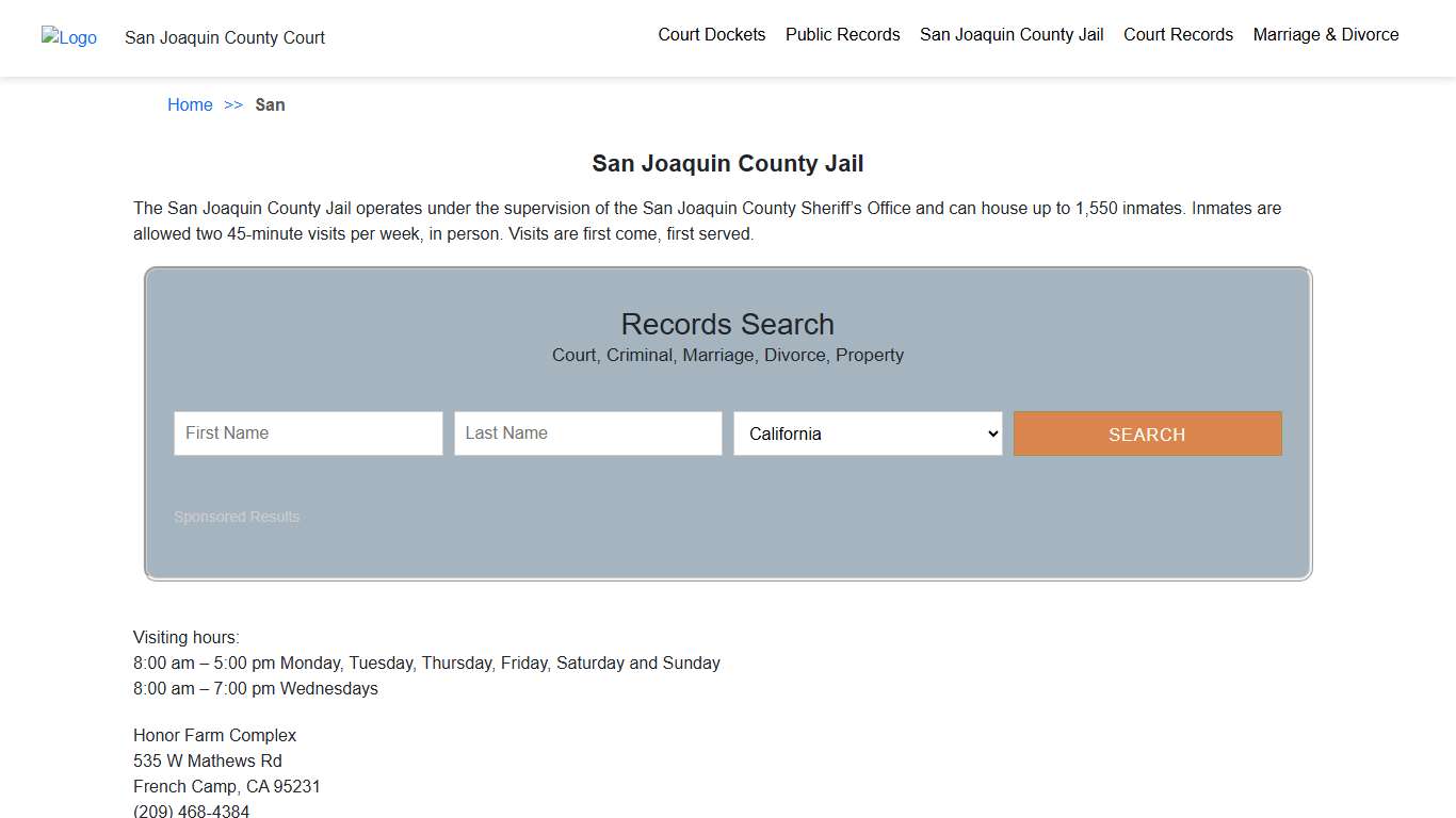 San Joaquin County Jail San Joaquin County Court