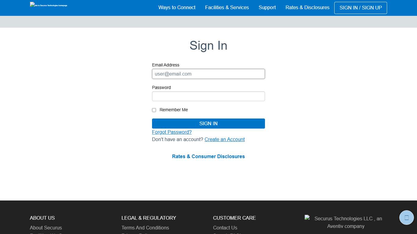 Securus - Friends and Family - Sign In