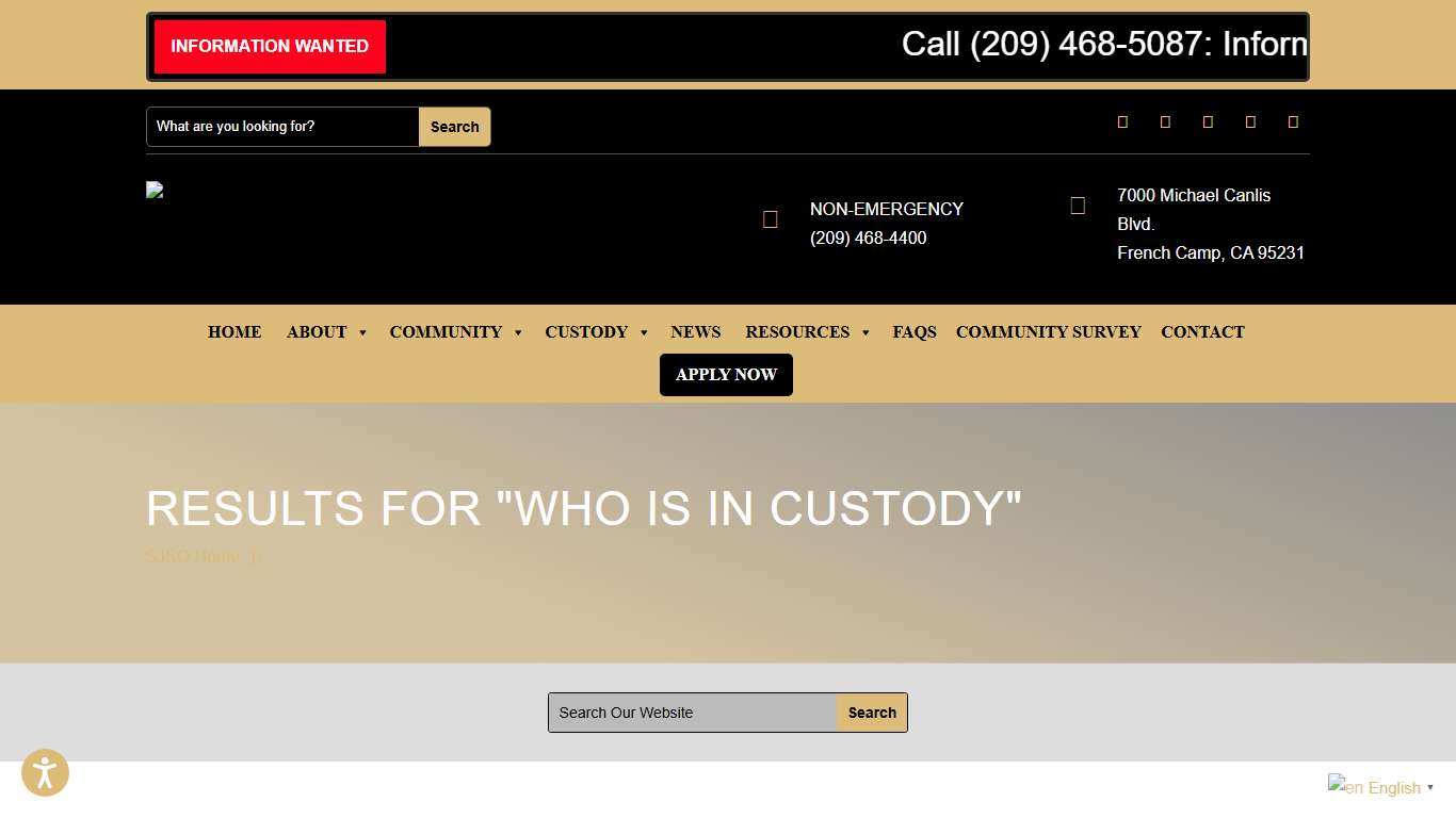 who is in custody San Joaquin County Sheriff's Office